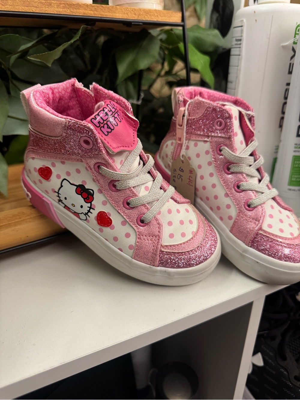 Hello Kitty Pink Polka Dot Glitter High-Top Sneakers